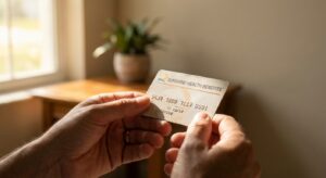 Person holding health insurance card in natural light, representing the process of verifying rehab coverage benefits